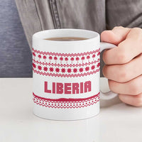 Liberia Christmas Ceramic Mug with Red Wildlife Silhouettes and White Blue Holiday - Wonder Print Shop