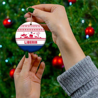 Liberia Christmas Ceramic Ornament with Red Wildlife Silhouettes and White Blue Holiday - Wonder Print Shop