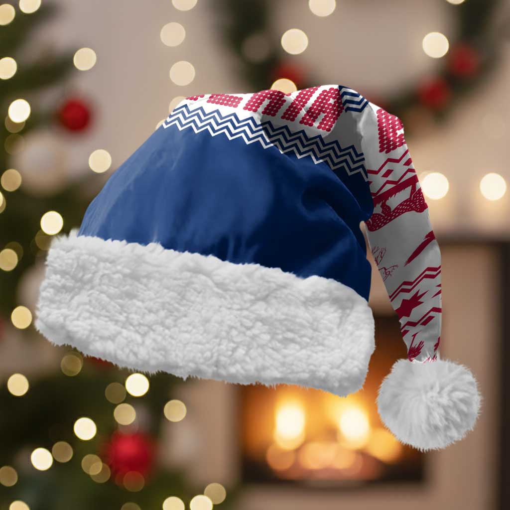 Liberia Christmas Santa Hat with Red Wildlife Silhouettes and White Blue Holiday - Wonder Print Shop