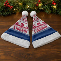 Liberia Christmas Santa Hat with Red Wildlife Silhouettes and White Blue Holiday - Wonder Print Shop