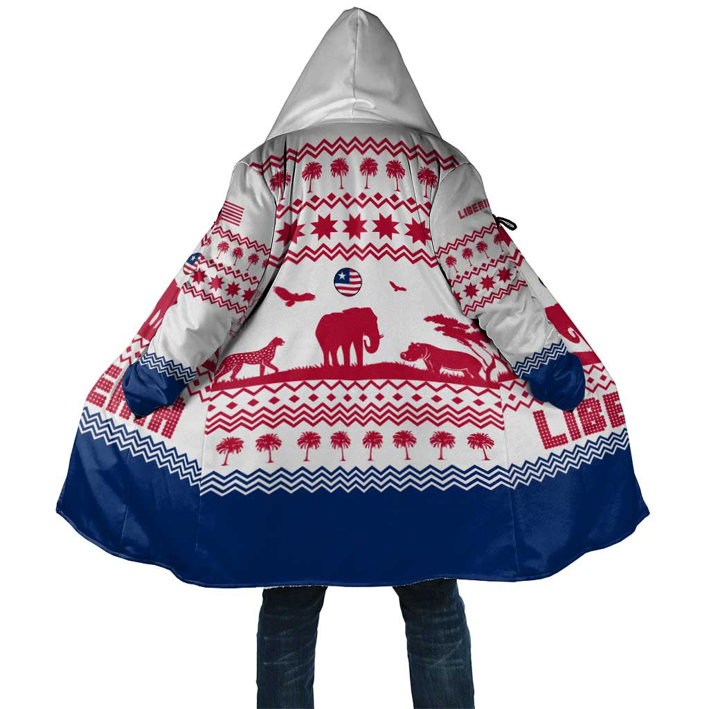 Liberia Christmas Cloak with Red Wildlife Silhouettes and White Blue Holiday - Wonder Print Shop
