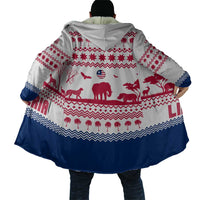 Liberia Christmas Cloak with Red Wildlife Silhouettes and White Blue Holiday - Wonder Print Shop