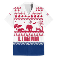 Liberia Christmas Family Matching Mermaid Dress and Hawaiian Shirt with Red Wildlife Silhouettes and White Blue Holiday - Wonder Print Shop