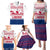 Liberia Christmas Family Matching Puletasi and Hawaiian Shirt with Red Wildlife Silhouettes and White Blue Holiday - Wonder Print Shop
