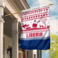 Liberia Christmas Garden Flag with Red Wildlife Silhouettes and White Blue Holiday - Wonder Print Shop