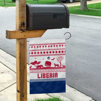 Liberia Christmas Garden Flag with Red Wildlife Silhouettes and White Blue Holiday - Wonder Print Shop