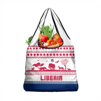 Liberia Christmas Grocery Bag with Red Wildlife Silhouettes and White Blue Holiday - Wonder Print Shop