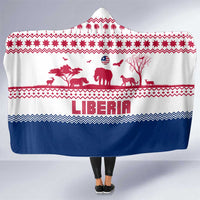 Liberia Christmas Hooded Blanket with Red Wildlife Silhouettes and White Blue Holiday - Wonder Print Shop