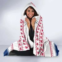 Liberia Christmas Hooded Blanket with Red Wildlife Silhouettes and White Blue Holiday - Wonder Print Shop