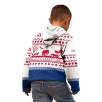 Liberia Christmas Kid Hoodie with Red Wildlife Silhouettes and White Blue Holiday - Wonder Print Shop