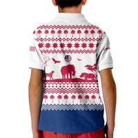 Liberia Christmas Kid Polo Shirt with Red Wildlife Silhouettes and White Blue Holiday - Wonder Print Shop