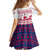Liberia Christmas Kid Short Sleeve Dress with Red Wildlife Silhouettes and White Blue Holiday - Wonder Print Shop