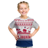 Liberia Christmas Kid T Shirt with Red Wildlife Silhouettes and White Blue Holiday - Wonder Print Shop