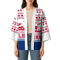 Liberia Christmas Kimono with Red Wildlife Silhouettes and White Blue Holiday - Wonder Print Shop