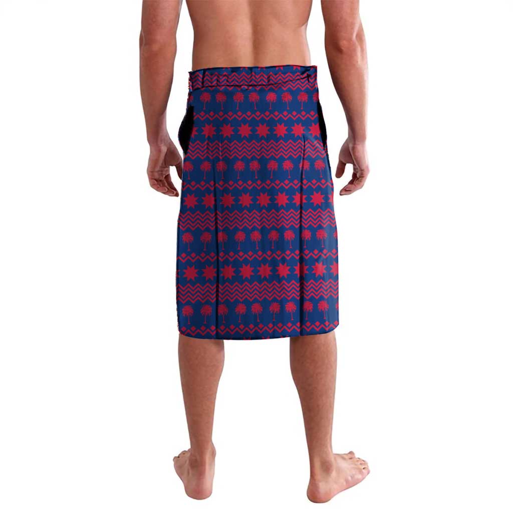 Liberia Christmas Lavalava with Red Wildlife Silhouettes and White Blue Holiday - Wonder Print Shop