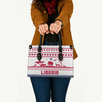 Liberia Christmas Leather Bag with Red Wildlife Silhouettes and White Blue Holiday - Wonder Print Shop