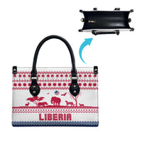 Liberia Christmas Leather Bag with Red Wildlife Silhouettes and White Blue Holiday - Wonder Print Shop