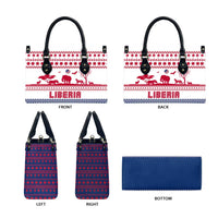 Liberia Christmas Leather Bag with Red Wildlife Silhouettes and White Blue Holiday - Wonder Print Shop