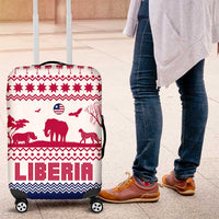 Liberia Christmas Luggage Cover with Red Wildlife Silhouettes and White Blue Holiday - Wonder Print Shop