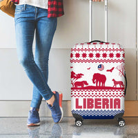 Liberia Christmas Luggage Cover with Red Wildlife Silhouettes and White Blue Holiday - Wonder Print Shop