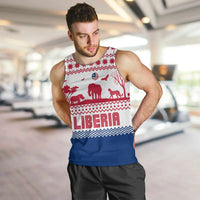 Liberia Christmas Men Tank Top with Red Wildlife Silhouettes and White Blue Holiday - Wonder Print Shop