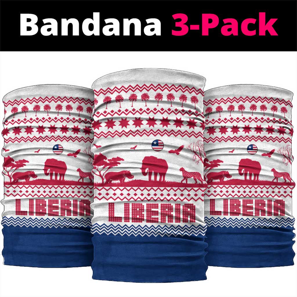 Liberia Christmas Neck Gaiter with Red Wildlife Silhouettes and White Blue Holiday - Wonder Print Shop