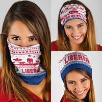 Liberia Christmas Neck Gaiter with Red Wildlife Silhouettes and White Blue Holiday - Wonder Print Shop