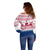 Liberia Christmas Off Shoulder Sweater with Red Wildlife Silhouettes and White Blue Holiday - Wonder Print Shop