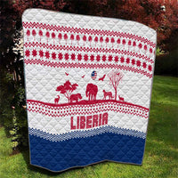 Liberia Christmas Quilt with Red Wildlife Silhouettes and White Blue Holiday - Wonder Print Shop