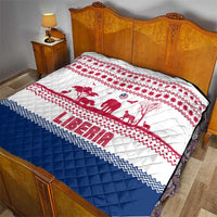 Liberia Christmas Quilt with Red Wildlife Silhouettes and White Blue Holiday - Wonder Print Shop
