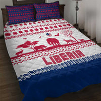 Liberia Christmas Quilt Bed Set with Red Wildlife Silhouettes and White Blue Holiday - Wonder Print Shop