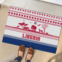 Liberia Christmas Rubber Doormat with Red Wildlife Silhouettes and White Blue Holiday - Wonder Print Shop