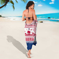 Liberia Christmas Sarong with Red Wildlife Silhouettes and White Blue Holiday - Wonder Print Shop