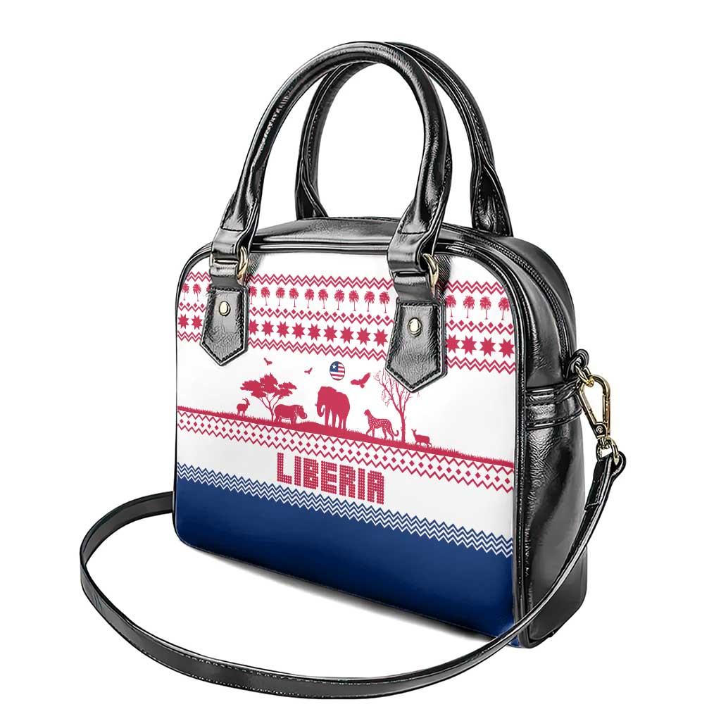 Liberia Christmas Shoulder Handbag with Red Wildlife Silhouettes and White Blue Holiday - Wonder Print Shop