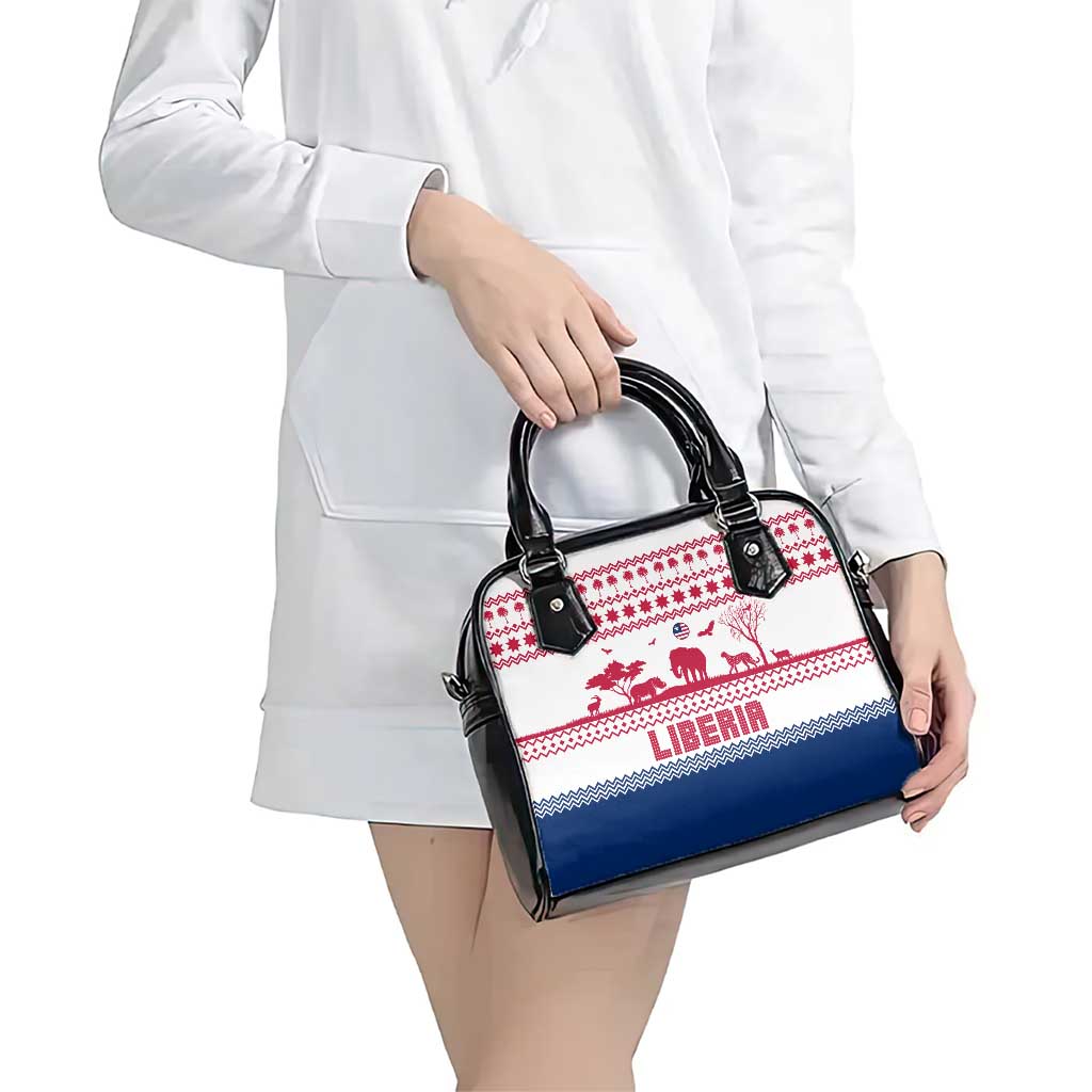 Liberia Christmas Shoulder Handbag with Red Wildlife Silhouettes and White Blue Holiday - Wonder Print Shop