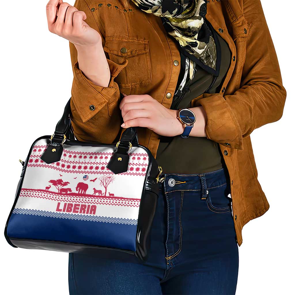 Liberia Christmas Shoulder Handbag with Red Wildlife Silhouettes and White Blue Holiday - Wonder Print Shop