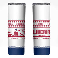 Liberia Christmas Skinny Tumbler with Red Wildlife Silhouettes and White Blue Holiday - Wonder Print Shop