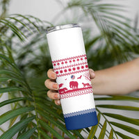 Liberia Christmas Skinny Tumbler with Red Wildlife Silhouettes and White Blue Holiday - Wonder Print Shop