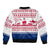 Liberia Christmas Sleeve Zip Bomber Jacket with Red Wildlife Silhouettes and White Blue Holiday - Wonder Print Shop