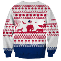 Liberia Christmas Sweatshirt with Red Wildlife Silhouettes and White Blue Holiday - Wonder Print Shop