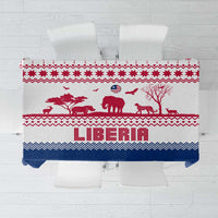 Liberia Christmas Tablecloth with Red Wildlife Silhouettes and White Blue Holiday - Wonder Print Shop