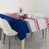 Liberia Christmas Tablecloth with Red Wildlife Silhouettes and White Blue Holiday - Wonder Print Shop