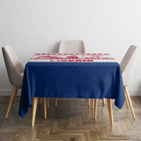 Liberia Christmas Tablecloth with Red Wildlife Silhouettes and White Blue Holiday - Wonder Print Shop