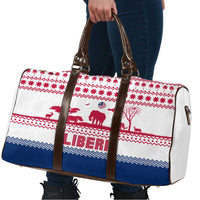 Liberia Christmas Travel Bag with Red Wildlife Silhouettes and White Blue Holiday - Wonder Print Shop