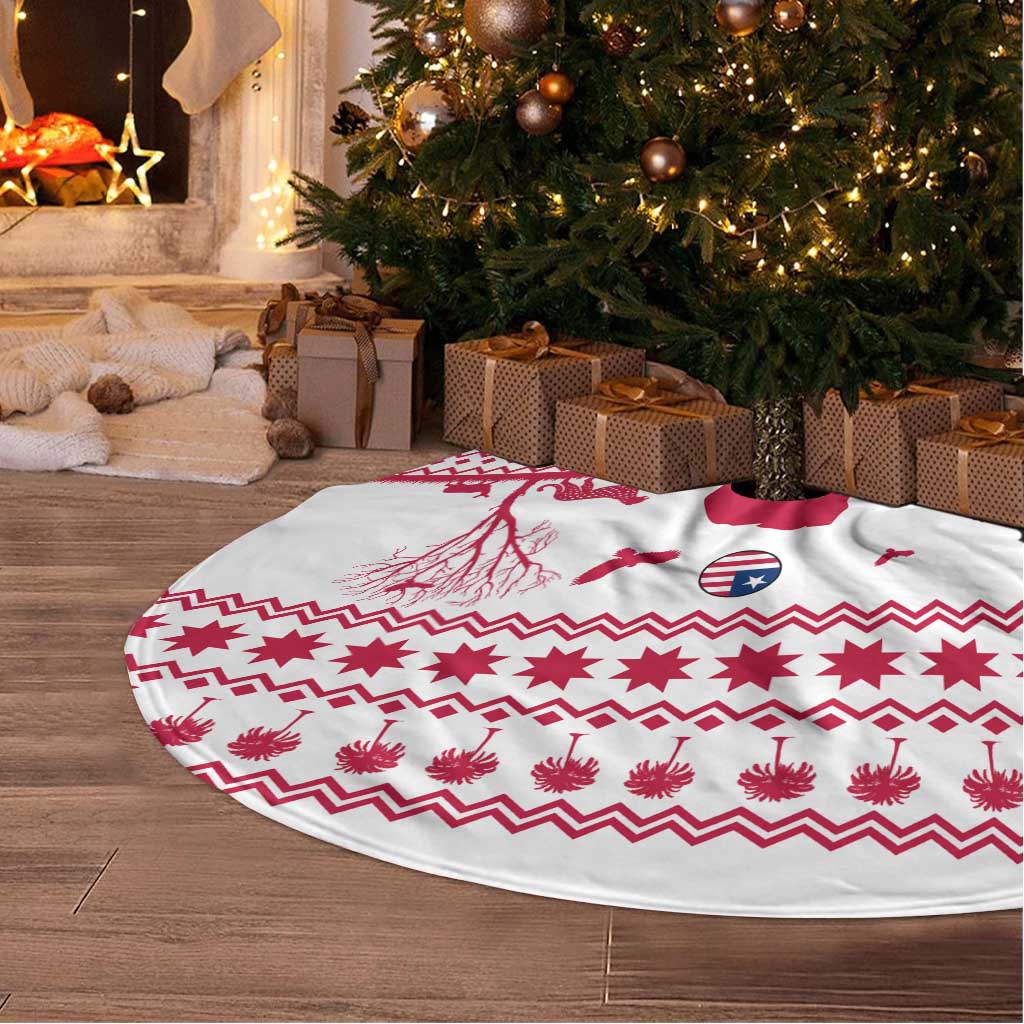 Liberia Christmas Tree Skirt with Red Wildlife Silhouettes and White Blue Holiday - Wonder Print Shop