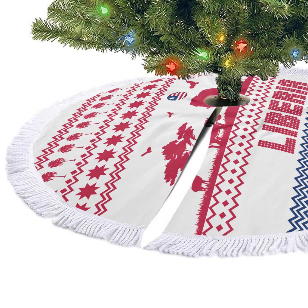 Liberia Christmas Tree Skirt with Red Wildlife Silhouettes and White Blue Holiday - Wonder Print Shop