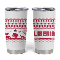 Liberia Christmas Tumbler Cup with Red Wildlife Silhouettes and White Blue Holiday - Wonder Print Shop