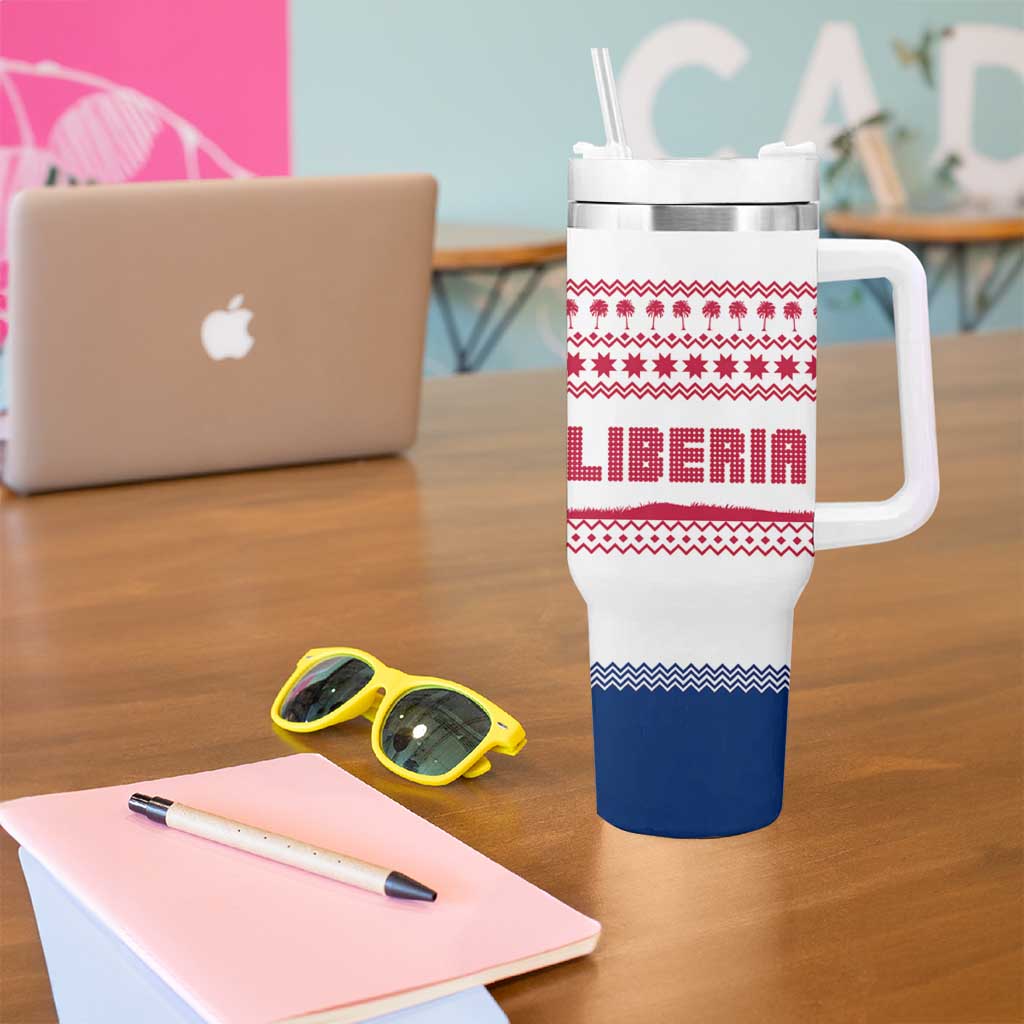 Liberia Christmas Tumbler With Handle with Red Wildlife Silhouettes and White Blue Holiday - Wonder Print Shop