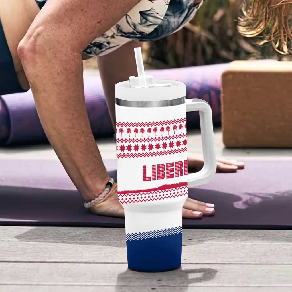 Liberia Christmas Tumbler With Handle with Red Wildlife Silhouettes and White Blue Holiday - Wonder Print Shop
