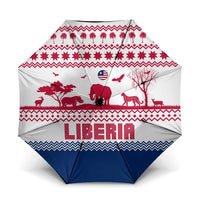Liberia Christmas Umbrella with Red Wildlife Silhouettes and White Blue Holiday - Wonder Print Shop